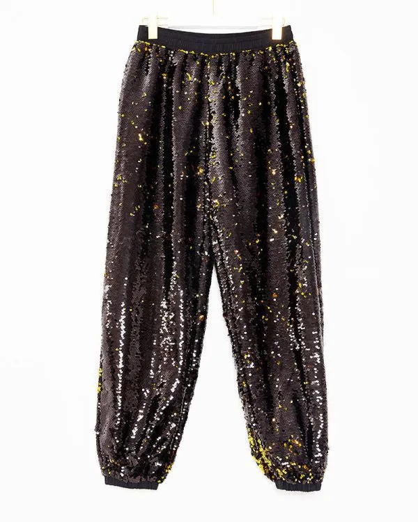 Sequin Joggers - Black