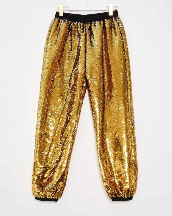 Sequin Joggers - Gold