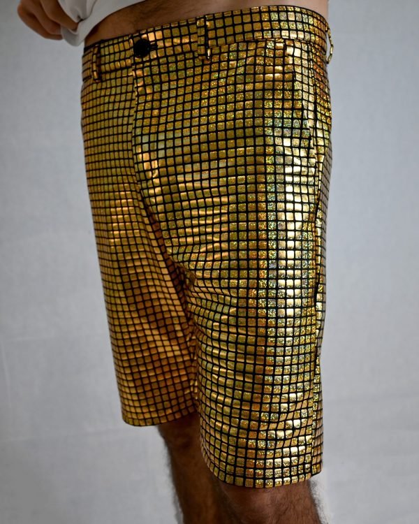 Grid Holographic Shorts - Gold - Image 8