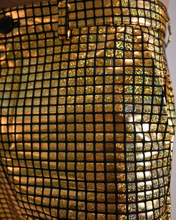 Grid Holographic Shorts - Gold - Image 7