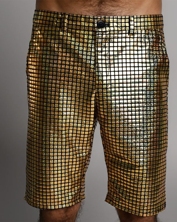Grid Holographic Shorts - Gold - Image 9