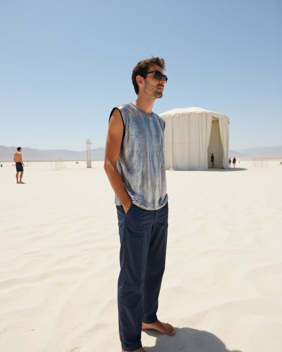 Animal_Tank_2 BYND Wear Silver Python Tank Top with metallic reptile texture