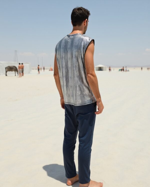 Animal_Tank_3 BYND Wear Silver Python Tank Top with metallic reptile texture