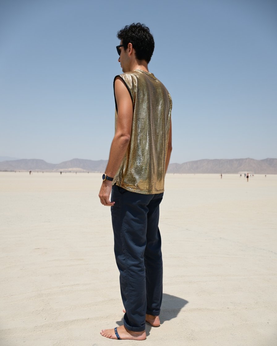 Animal_Top_Gold_4 BYND Wear Gold Python Tank Top with metallic gold reptile texture