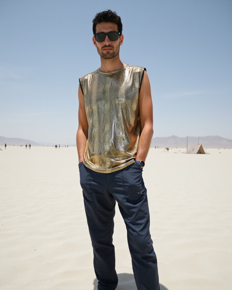 Animal_Top_Gold_6 BYND Wear Gold Python Tank Top with metallic gold reptile texture