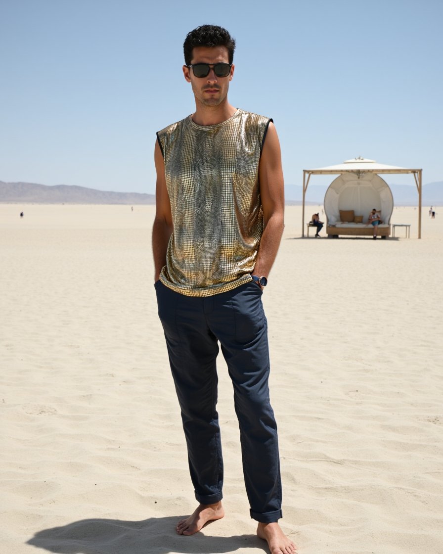 Animal_Top_Gold_8 BYND Wear Gold Python Tank Top with metallic gold reptile texture