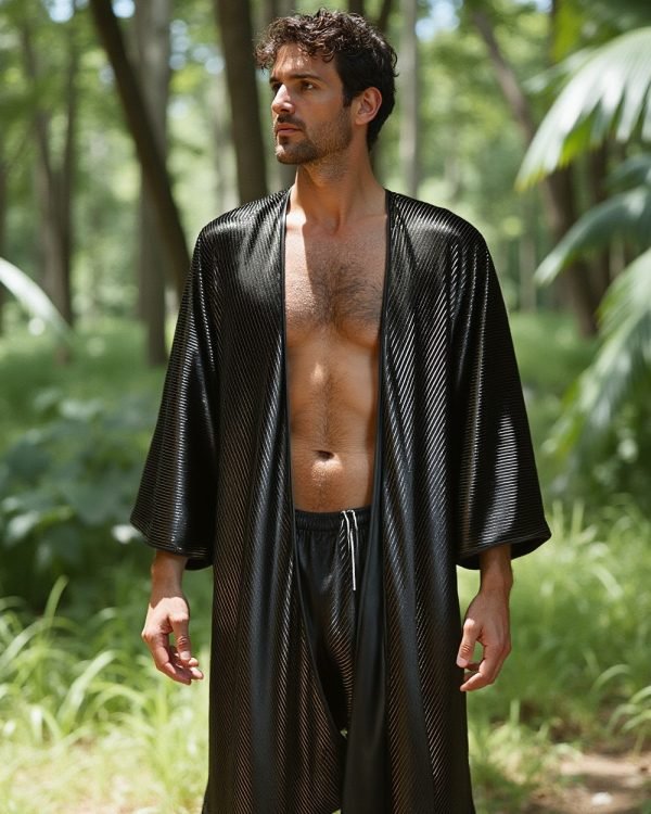 Alternative view of Kimono - Black-Silver - Striped