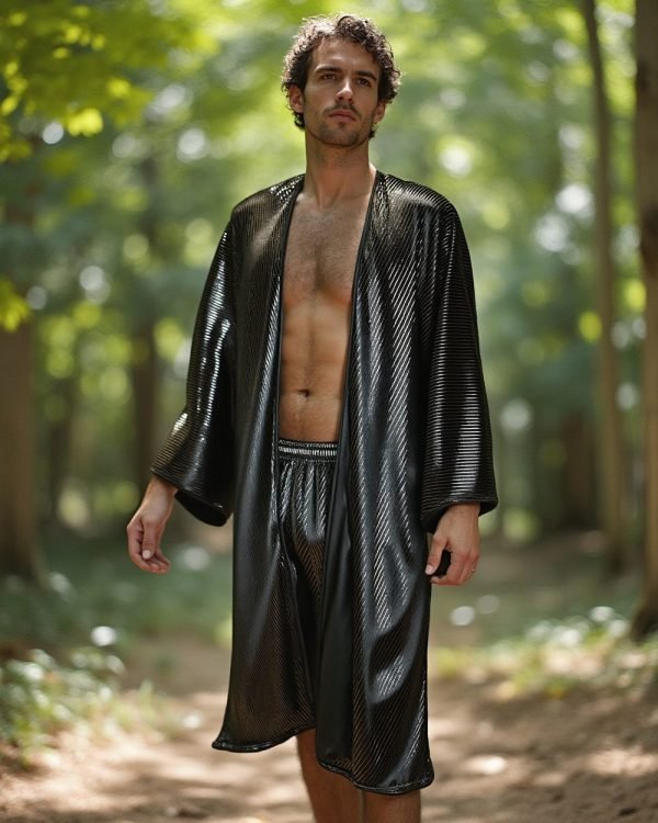 Kimono - Black-Silver - Striped