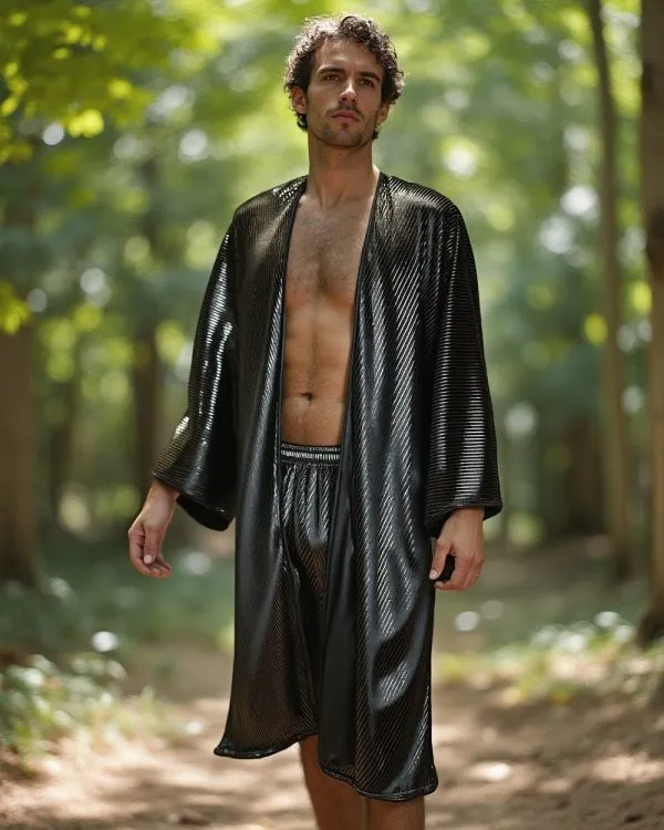 Kimono - Black-Silver - Striped