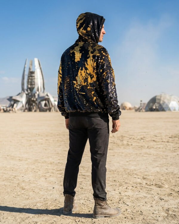 Sequin Hoodie - Black/Gold - Image 13