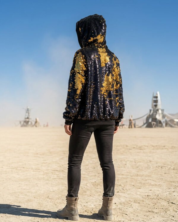Sequin Hoodie - Black/Gold - Image 14