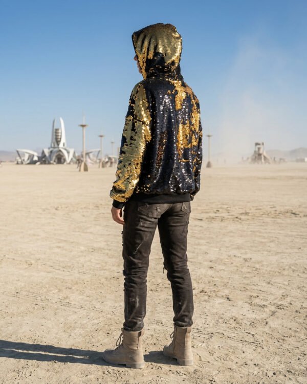 Sequin Hoodie - Black/Gold - Image 11