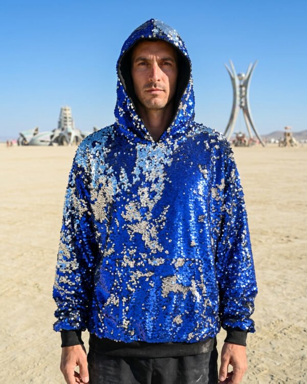 Sequin Hoodie - Blue/Silver