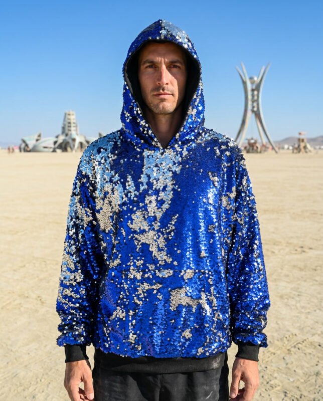 Sequin Hoodie - Blue/Silver