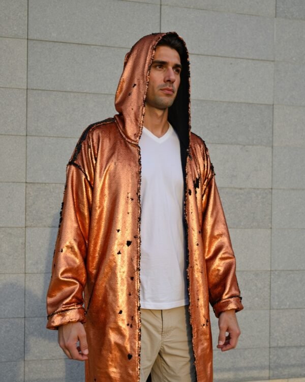 Copper_Matte_6 Copper Eclipse Reversible Sequin Kimono