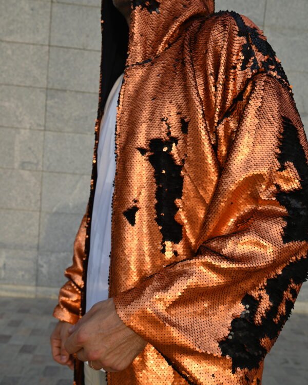 Copper_Matte_Fabric Copper Eclipse Reversible Sequin Kimono Fabric