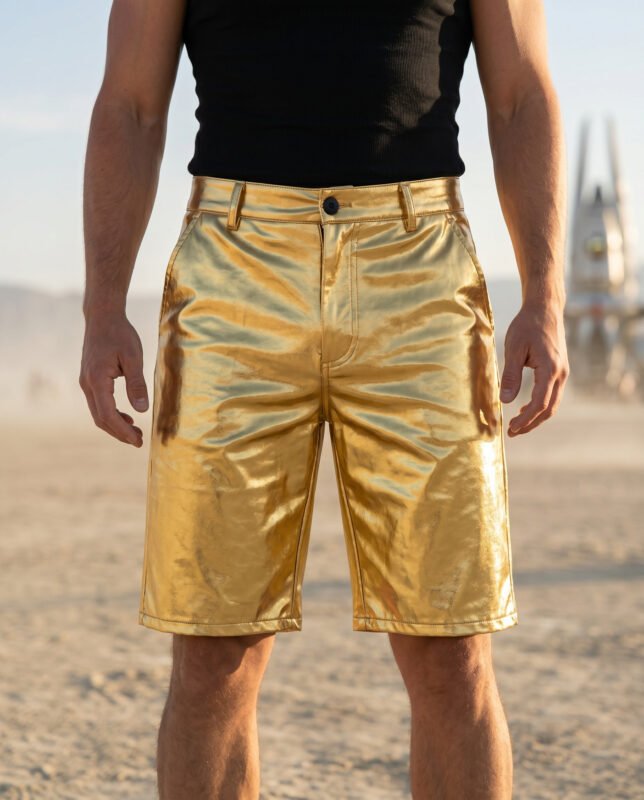 metallic gold festival shorts
