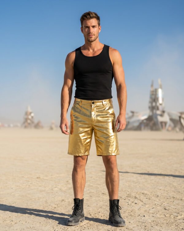 metallic gold festival shorts