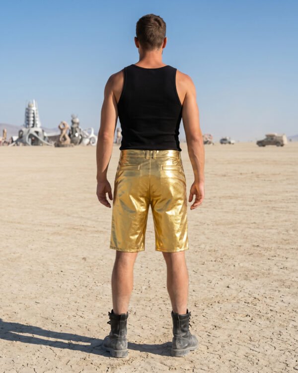 metallic gold festival shorts