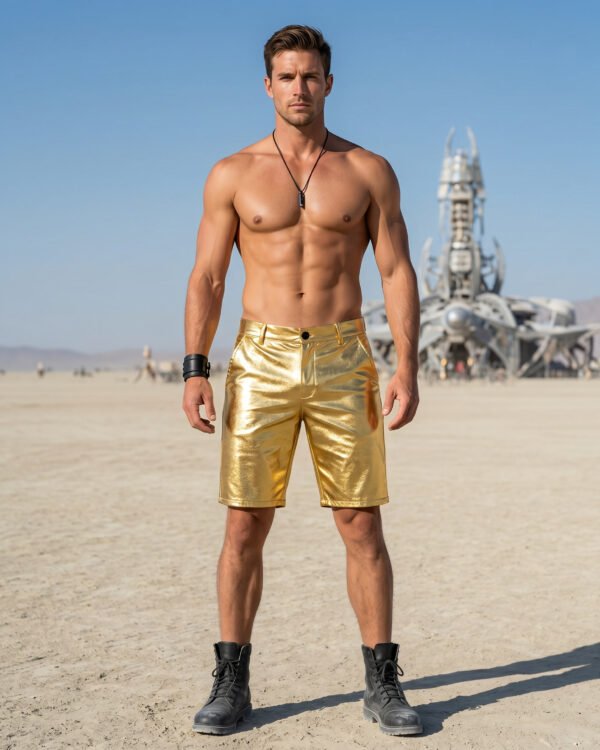 metallic gold festival shorts