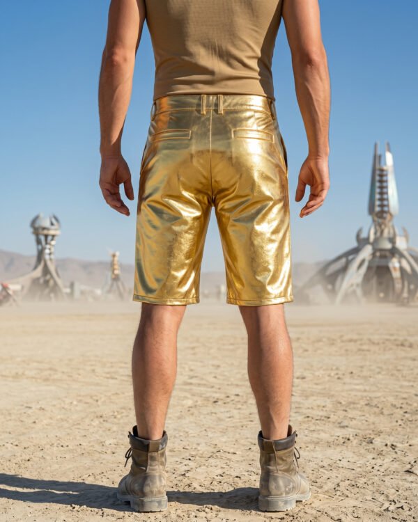 metallic gold festival shorts