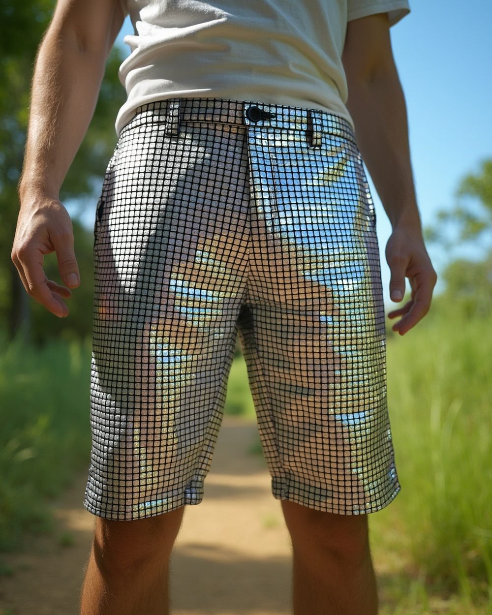 Grid Shorts Silver - Front 1 Grid Shorts Silver - Front 1