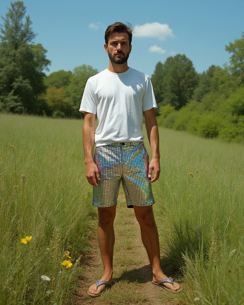 Grid Shorts Silver - Front 2 Grid Shorts Silver - Front 2