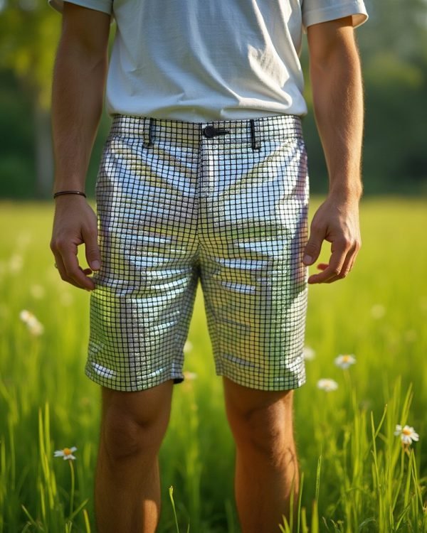 Grid Holographic Shorts - Silver