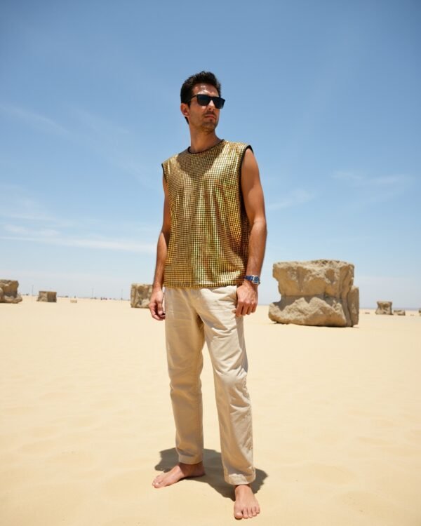 Grid_Tank_Gold_2 Gold Grid Tank Top