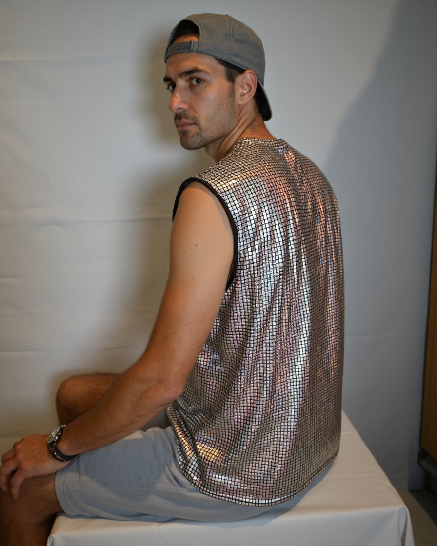 Grid_Tank_Silver_3 Silver Grid Tank Top