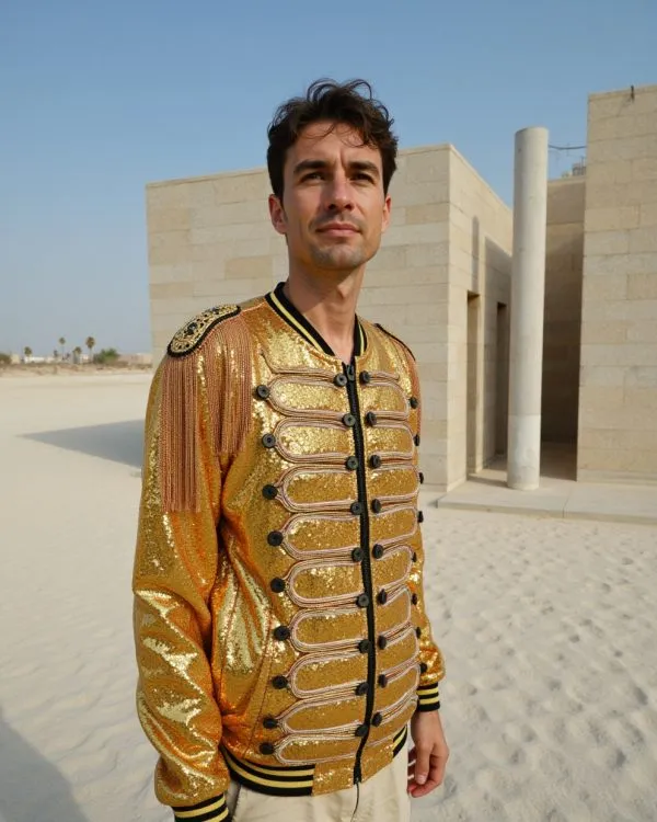 Gold Sequin Jacket with Reactive LED