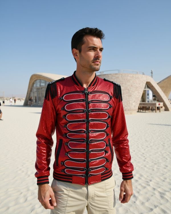 Red Sequin Jacket with Reactive LED