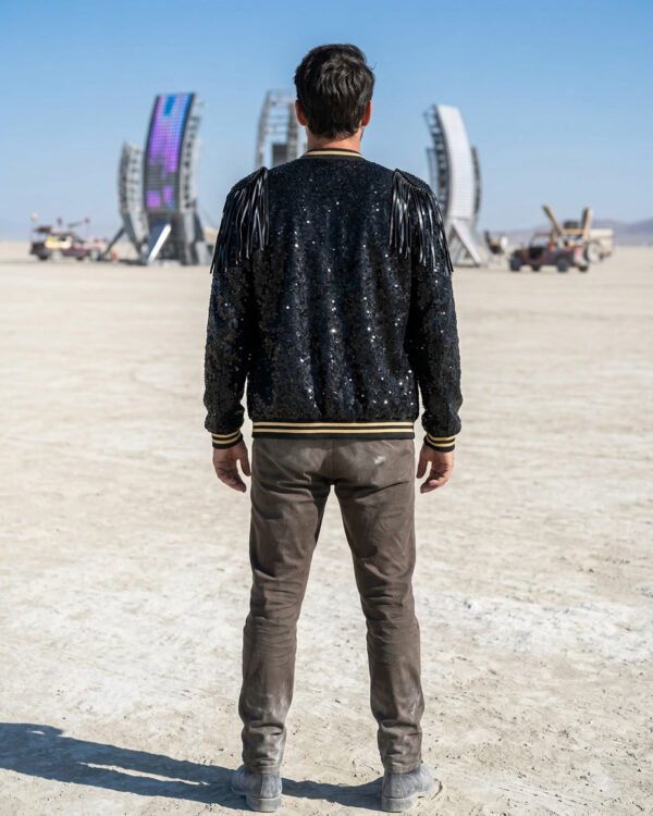 Black & Gold LED Military Sequin Jacket