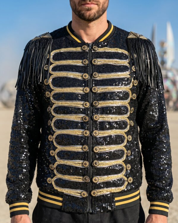 Black & Gold LED Military Sequin Jacket