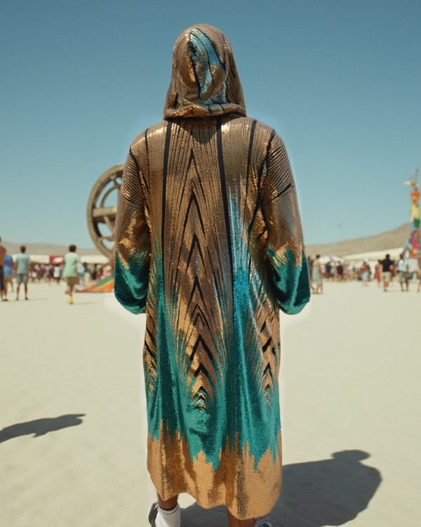 Kimono - Hooded - Blue Emerald Gold