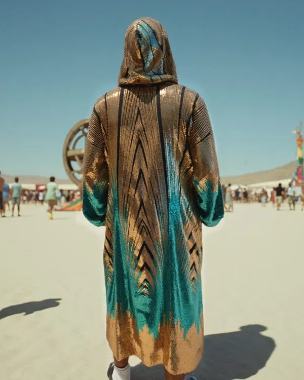 Kimono - Hooded - Blue Emerald Gold