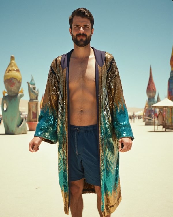 Alternative view of Kimono - Hooded - Blue Emerald Gold