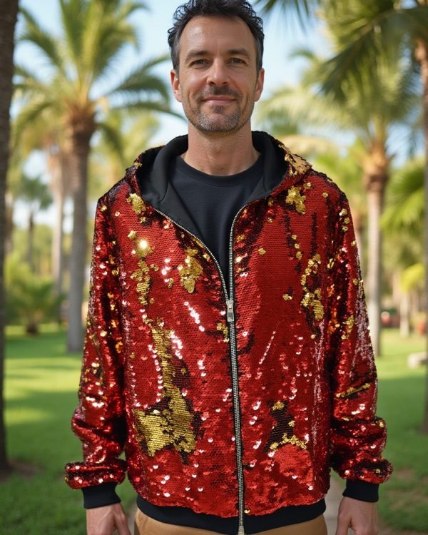 Alternative view of Sequin Jacket - Red/Gold