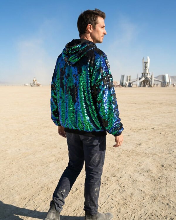 Sequin Hoodie - Green-Blue/Matte Black - Image 9