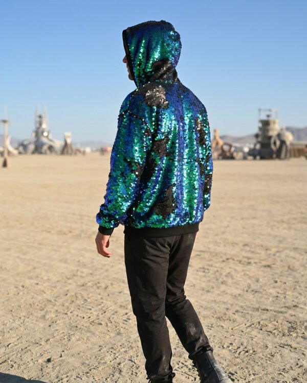 Sequin Hoodie - Green-Blue/Matte Black - Image 8