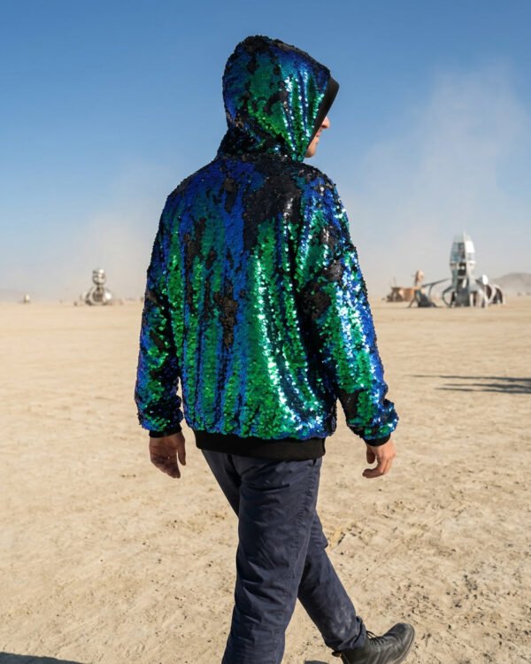 Alternative view of Sequin Hoodie - Green-Blue/Matte Black