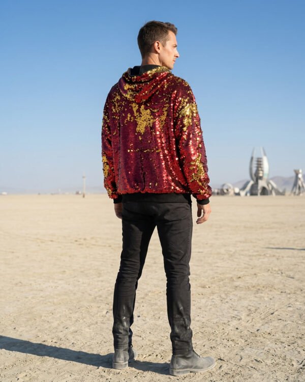 Alternative view of Sequin Hoodie - Red/Gold