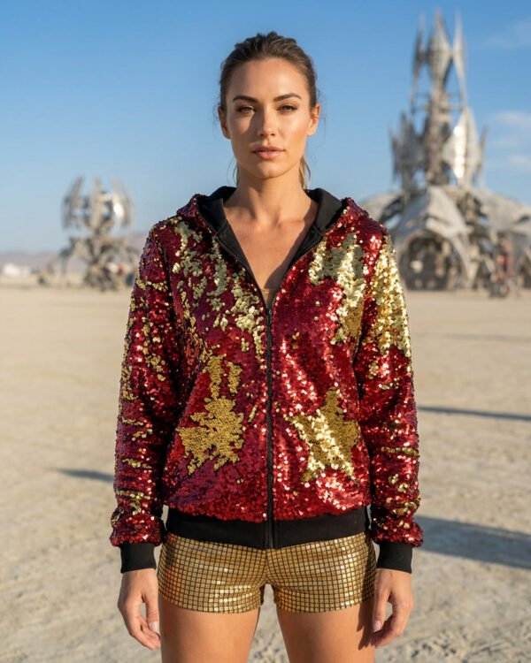 Sequin Jacket - Red/Gold - Image 10