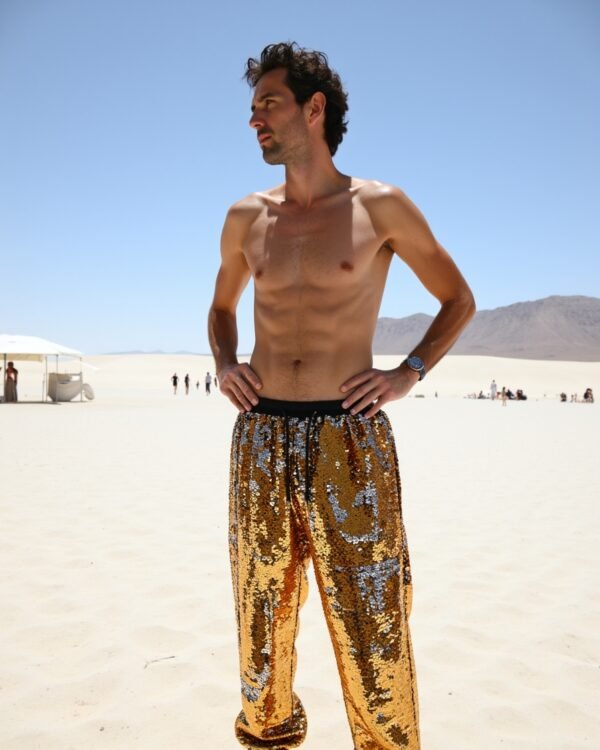 Gold Silver Reversible Sequin Trousers