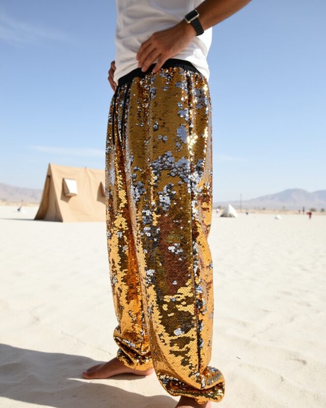 Gold Silver Reversible Sequin Trousers