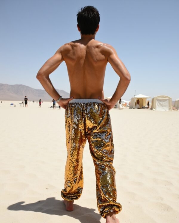 Gold Silver Reversible Sequin Trousers