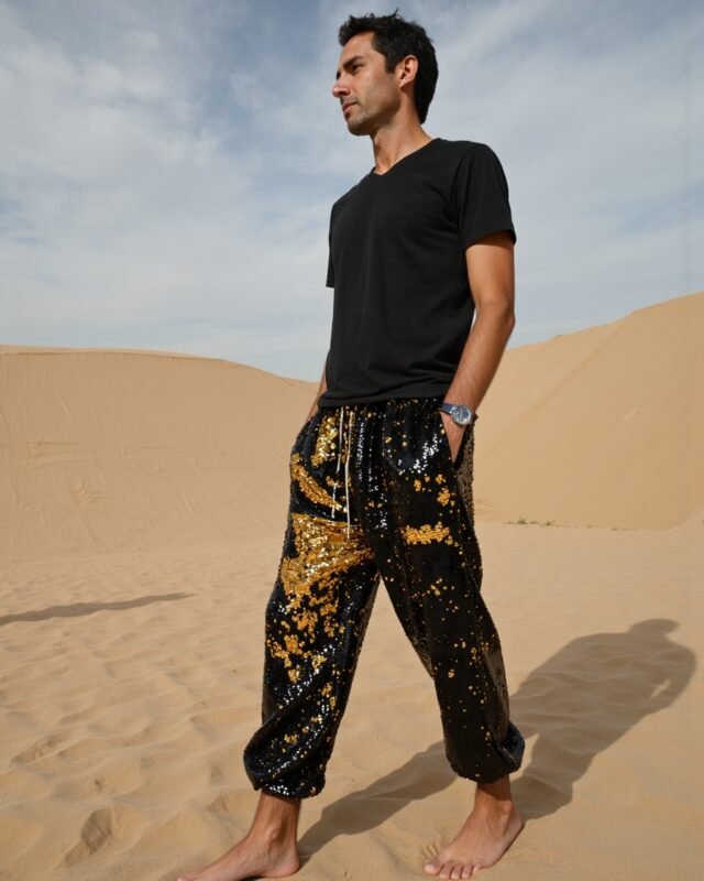Black Gold Reversible Sequin Trousers