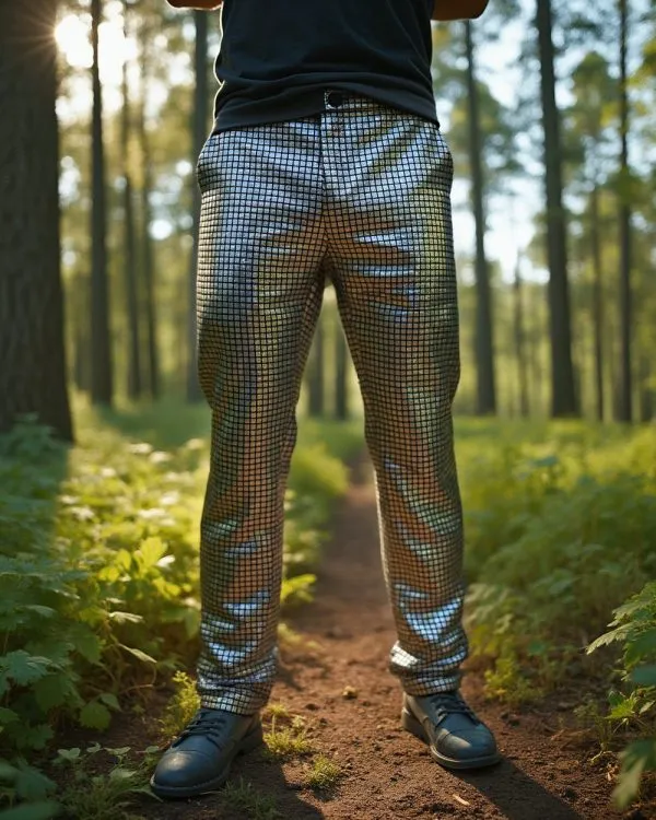 Grid Holographic Trousers - Silver