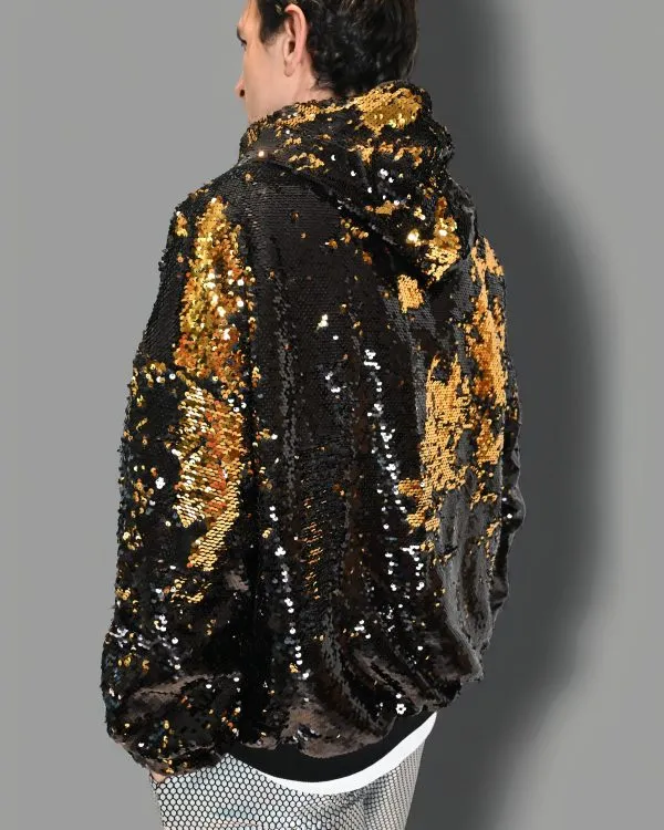 Alternative view of Sequin Hoodie - Black/Gold