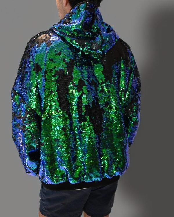 Alternative view of Sequin Hoodie - Green-Blue/Matte Black